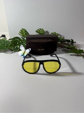 Tom Ford Black Frame Sunglasses with Yellow Lenses